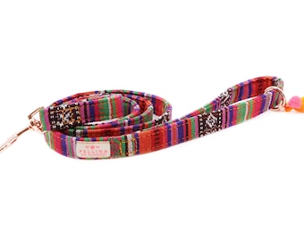 Dog leash Boho Orange, 3-way dog leash Hippie, adjustable dog leash, dog leash Ibiza, city leash