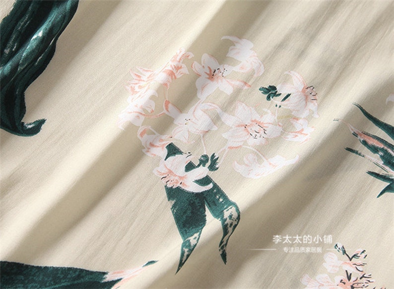 Floral Pajama set Short sleeve shirts Short pants set Cotton100 Beige Flower Pattern