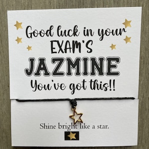 SATs, GCSE, Exam Good luck gifts, PERSONALISED, Wish bracelet, school, unisex
