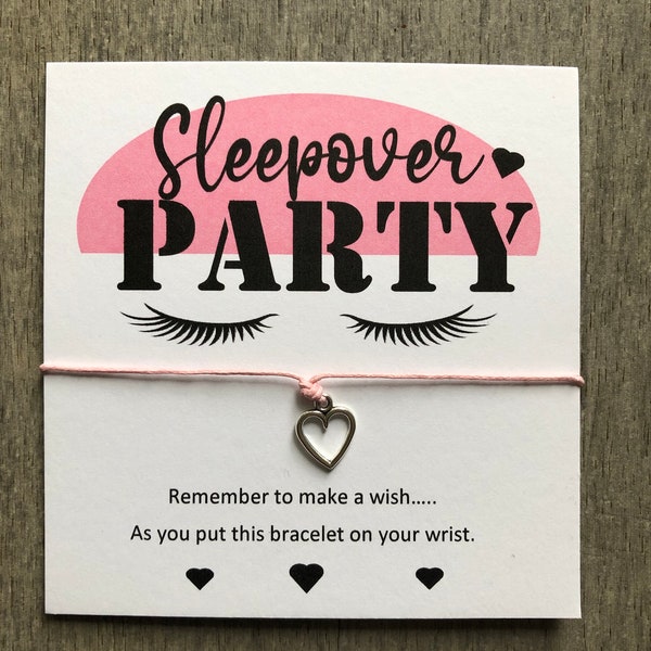 Sleepover Party Bag fillers, wish bracelets , party favour, eyelashes, girls, Unisex