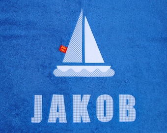 Towel 50x100 with "sailing boat" and name