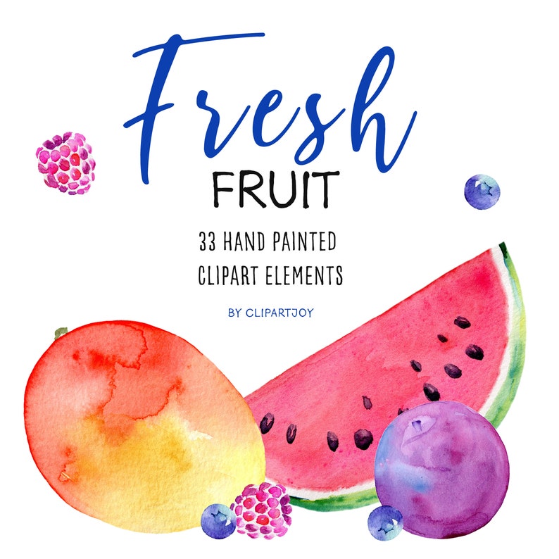 Fruit Clipart: watercolor graphics elements PNG Digital Download Commercial Use image 6
