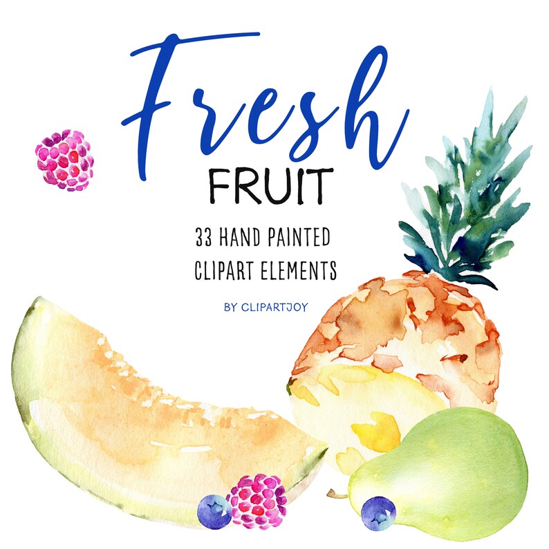 Fruit Clipart: watercolor graphics elements PNG Digital Download Commercial Use image 4