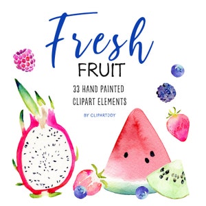 Fruit Clipart: watercolor graphics elements PNG Digital Download Commercial Use image 9