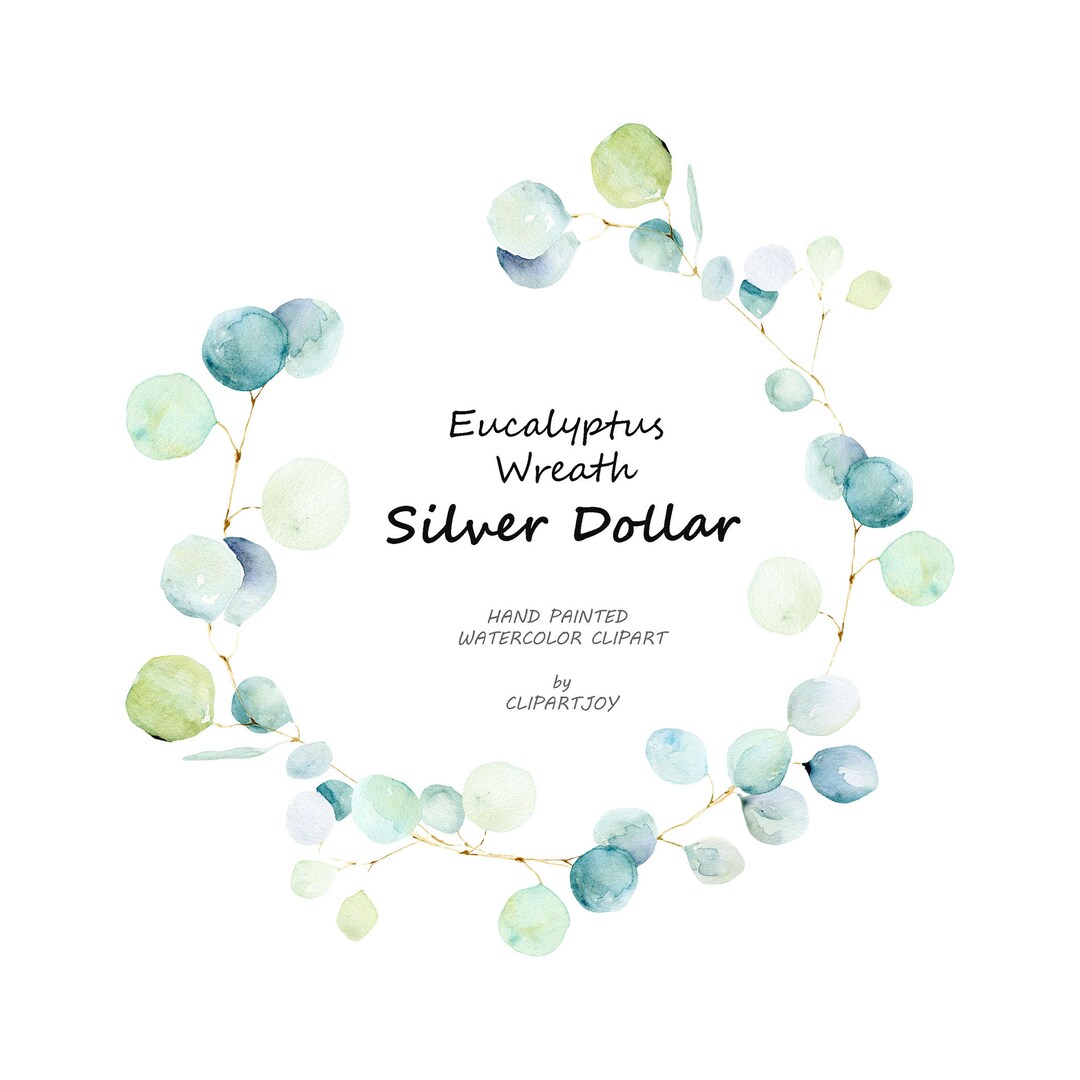 Watercolor Eucalyptus Wreath Clipart: Handpainted Graphic | PNG ...