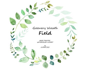 Greenery Wreath Clipart: Watercolor Graphic. Premade Leaf Frame with Leafy Rustic Botanical Foliage. Digital Download | PNG | Graphic