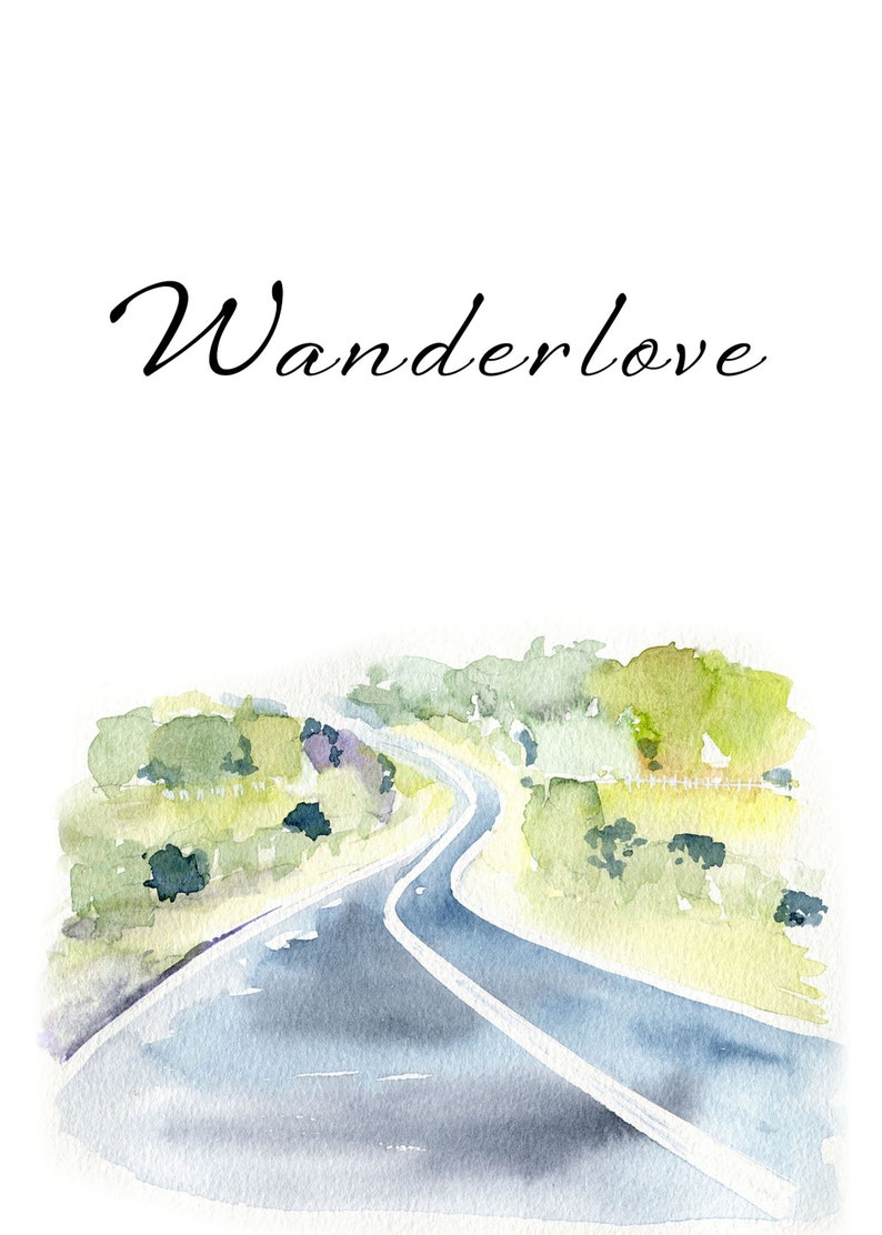 Watercolor Road Travel Clipart: handpainted trails, paths and roads graphics. PNG Digital Download image 5