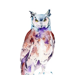 Watercolor Owl Print: Instant Digital Download. Printable file. Perfect for wall art. image 1