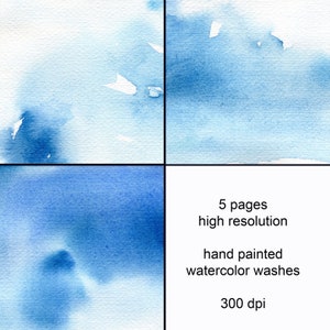 Papel digital com textura aquarela azul:. Um conjunto de 5 texturas aquarela. Céu, oceano, estética do mar. JPG | Uso Comercial | Download instantâneo