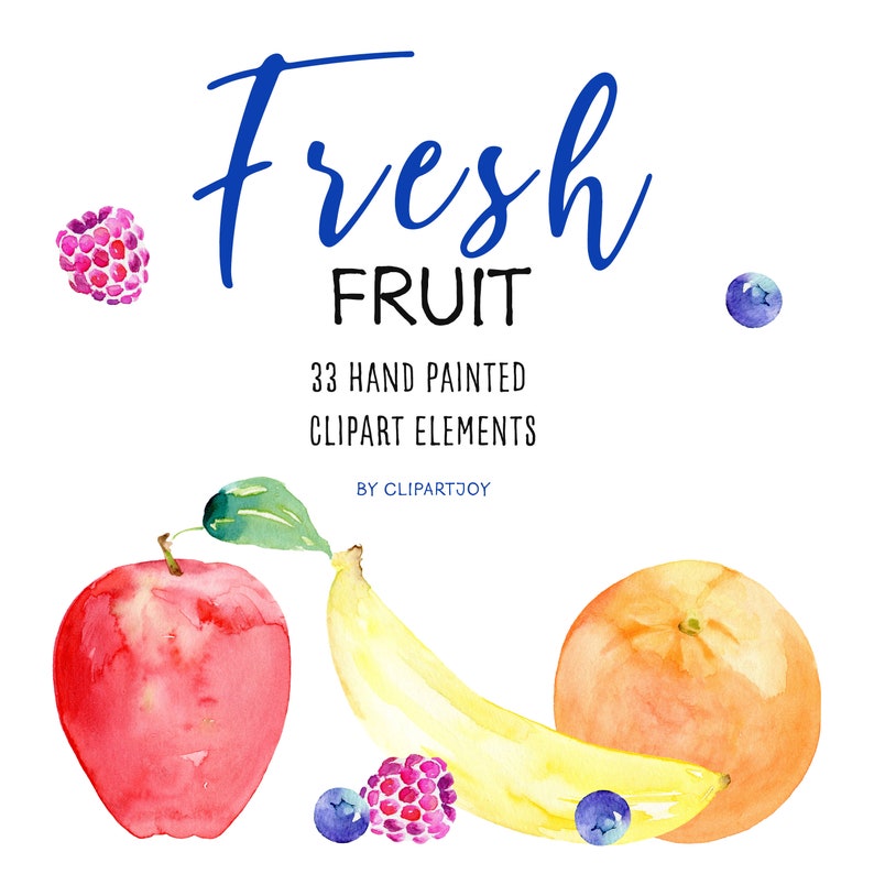 Fruit Clipart: watercolor graphics elements PNG Digital Download Commercial Use image 8