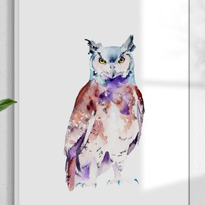 Watercolor Owl Print: Instant Digital Download. Printable file. Perfect for wall art. image 2