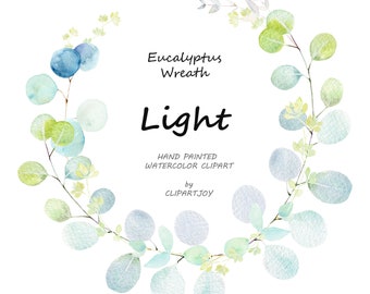 Watercolor Eucalyptus Wreath Clipart:  Handpainted Graphic | PNG | Digital Download | Commercial Use