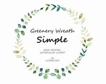 Premade Greenery Wreath Clipart: Watercolor Graphic. One Leaf Frame with Rustic Botanical Foliage. Digital Download | PNG. Commercial Use.