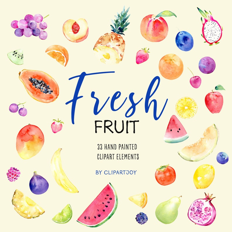 Fruit Clipart: watercolor graphics elements PNG Digital Download Commercial Use image 5