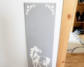 Deko Schild Shabby grau mit Holzmotiv, Dekoschild, Dekobrett, Dekosäule