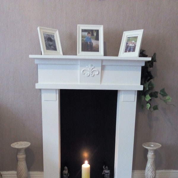 Decorative fireplace white "antique", fireplace surround, photoprob, fireplace console, fireplace surround