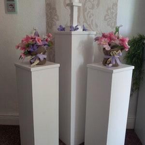 Conjunto de columnas decorativas de 3 20 cm de profundidad, columnas blancas, pedestal, soporte de flores imagen 1