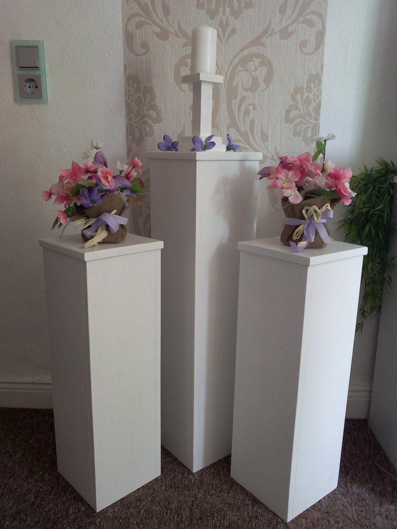 Conjunto de columnas decorativas de 3 20 cm de profundidad, columnas blancas, pedestal, soporte de flores imagen 1