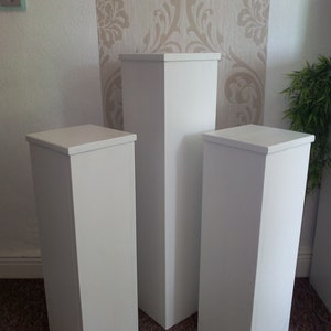 Conjunto de columnas decorativas de 3 20 cm de profundidad, columnas blancas, pedestal, soporte de flores imagen 2
