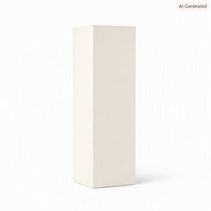 May include: A tall, rectangular pedestal with a smooth, solid off-white finish. The structure features clean, sharp vertical edges and a flat top surface, presenting a uniform, block-like appearance from a front-facing perspective.
