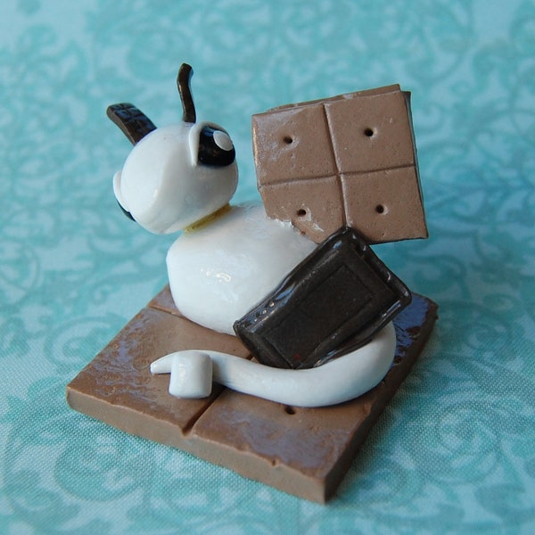 S'mores Clay Dragon Polymer Figure Sculpture Mini Marshmallow