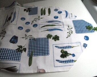 Table runner, kitchen pattern, blue-white. New... top