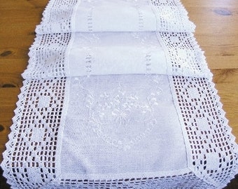 Table Runner.. With embroidery and crochet lace