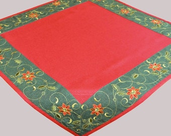 Mitteldecke, " Weihnachtsstern" rot-grün-gold Stickerei