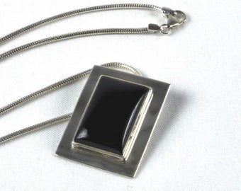 Silberschmuck Anhänger Onyx + Kette FAIRTrade