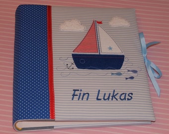 Fotoalbum mit Namen Album Babyalbum Kinderalbum Taufe Geburtstagsgeschenk Baby Geschenk kimico Boot Maritim