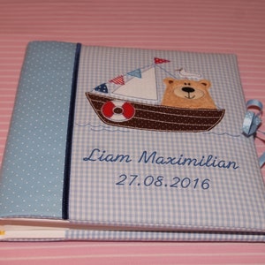 Photo album with name album baby album children's album baptism birthday gift baby gift kimico bear boat maritime image 3