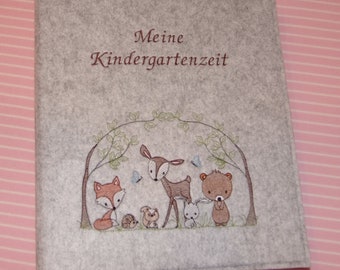 Kindergarten folder portfolio folder kindergarten folder sleeve collection folder folder sleeve with name felt folder A4 embroidered kimico forest animals