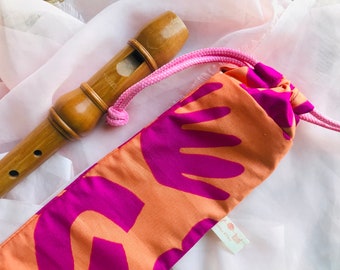 Flute bag sewn - pattern pink orange