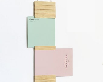 Wooden picture rail for cards and photos, cherry wood