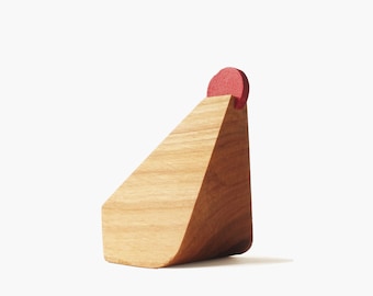 Chicken made of wood cherry, table decoration