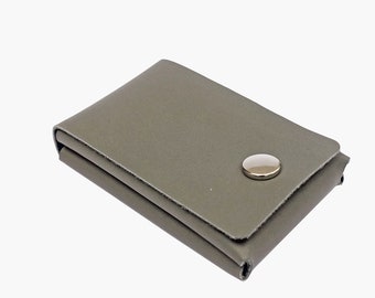 Mini wallet genuine leather grey for notes, coins and cards