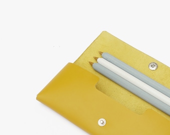 Pencil case, pencil case, case, leather bag yellow