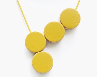 Halskette Lederband Holz mit Magnetverschluss gelb