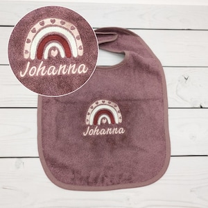 Personalisierbares Baby Lätzchen – Weiches Frottee mit Regenbogen & Namen tolle Geschenkidee für Babys