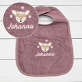 Personalizable baby bib with deer – soft terry cloth with cute animal motif & name great gift idea for babies product logo