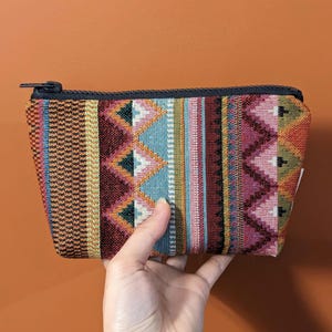 Mexikanische Streifen Kosmetiktasche, Kleine Stofftasche, Geschenk für sie