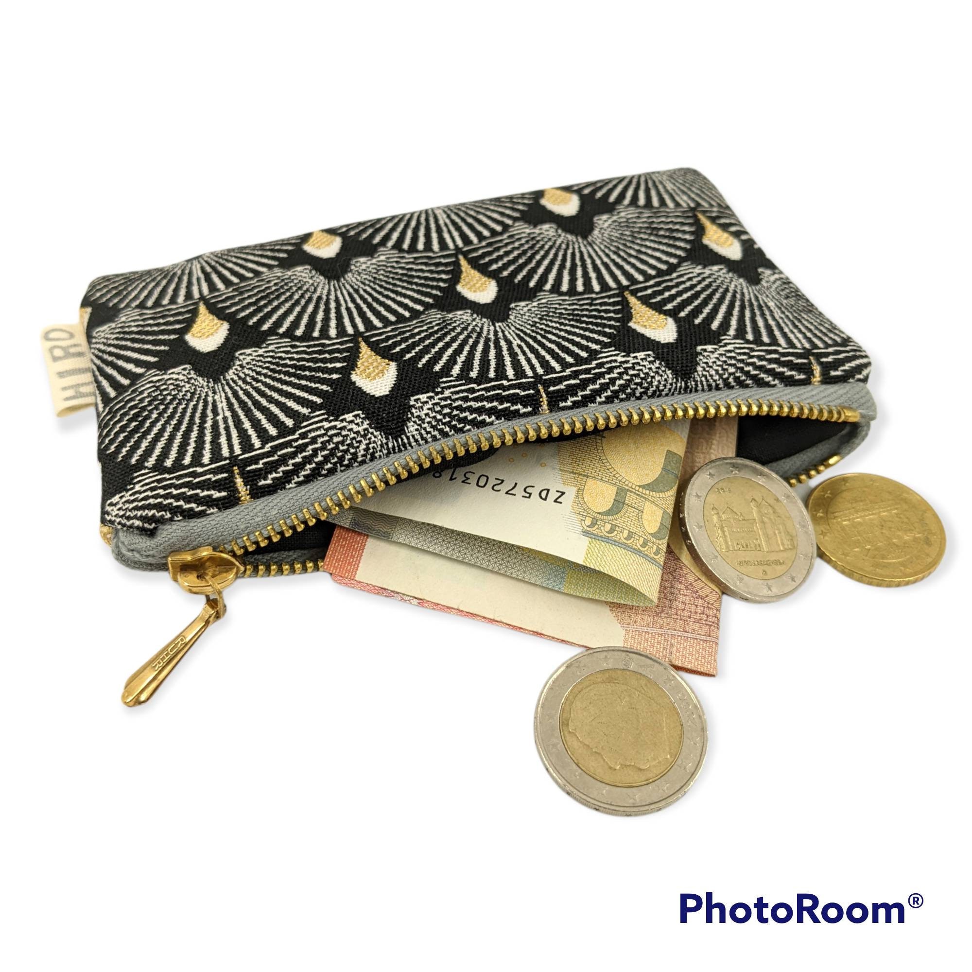 Mini Portefeuille En Toile Japonaise Avec Fermeture éclair - 10x8,5x1 Cm - Pour Pièces, Clés, Petits Objets - Rouge