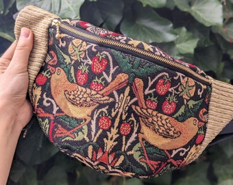 Belly bag, Fanny pack, William Morris, Birds and strawberry, uni sex