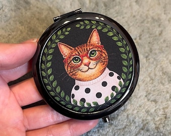 猫のイラストが入ったコンパクトミラー - ヴィンテージな子猫の
