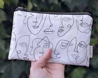 Face, Art, Fabric zipper pouch