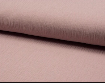 Muslin double gauze fabric Uni Pink dusky pink