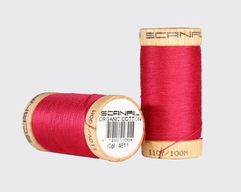 SCANFIL Organic 4811 carmine red 100 M cotton thread