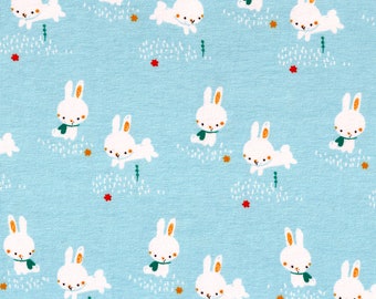 Bunny jersey light blue fabric children