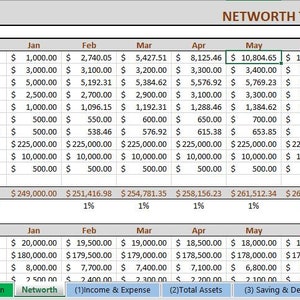 Persönliche Finanzen Networth und Income & Expenses Monthly Tracker Excel Spreadsheet Template