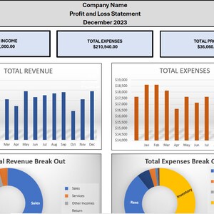 Simple Business Financial Profit and Loss Template, Easy Bookkeeping